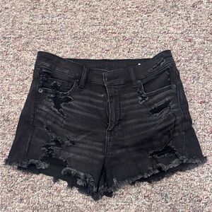 American Eagle Outfitters Black Ripped Jean Shorts